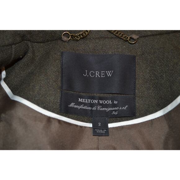J Crew Olive Green Toggle Melton Wool Coat with Hood Size 2 - Picture 3 of 8